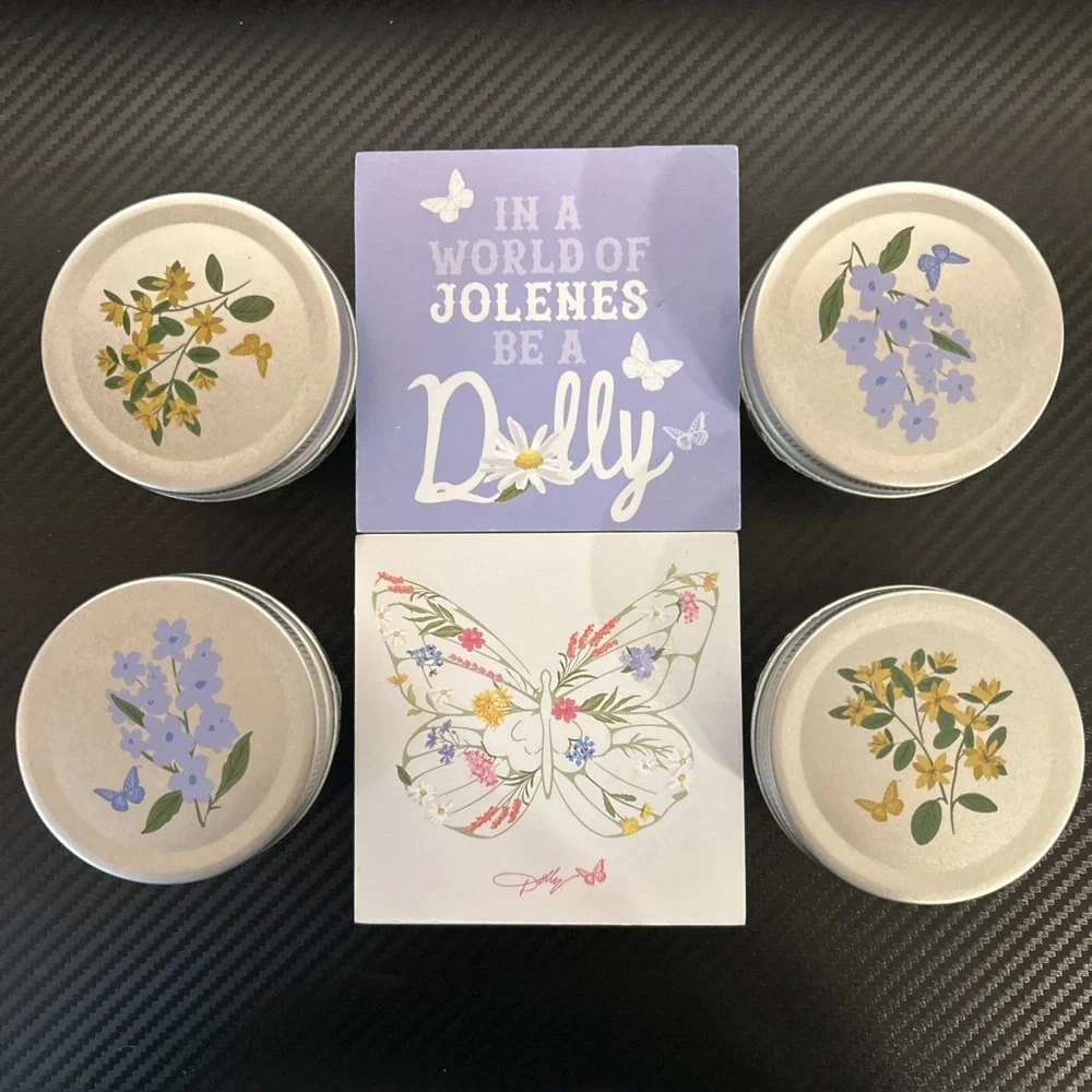 Dolly Parton Wildflower Spring 2026 Collection 2 4x4 Wood Block & 4 Small Jars